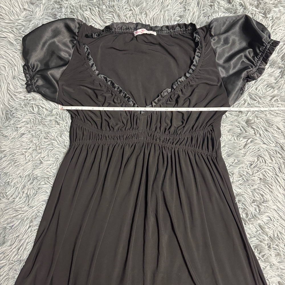 Y2K Puff Sleeve Satin Hem Babydoll Dress - Picture 13 of 15